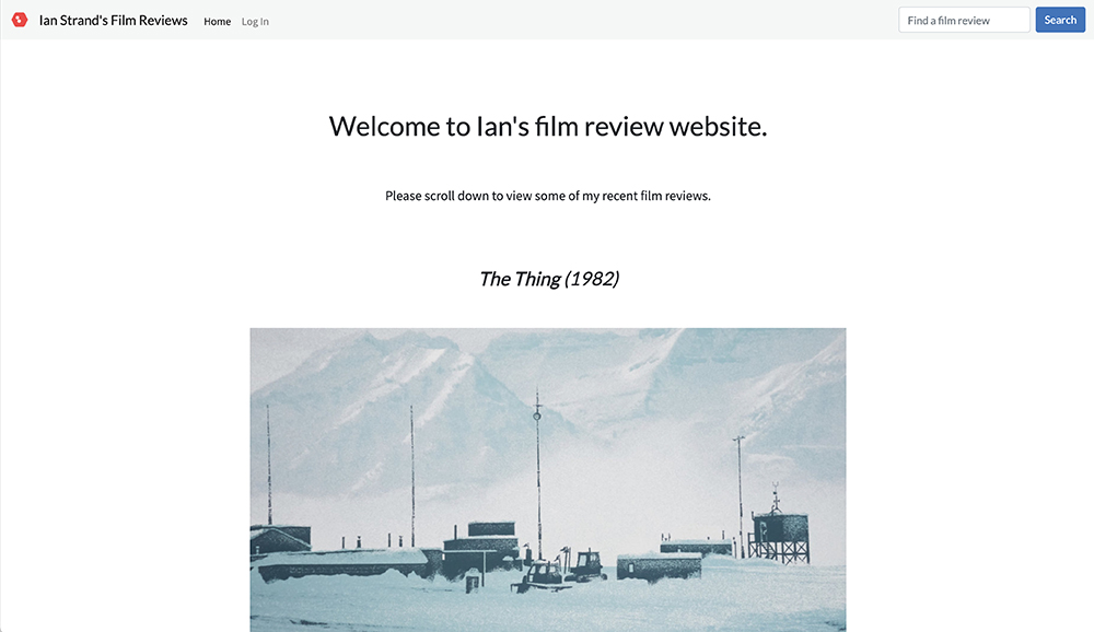 A sample film review website created with PHP and MySQL.