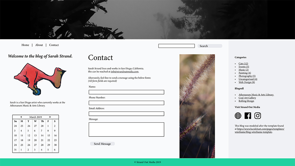 Mockup of Blog Contact Page